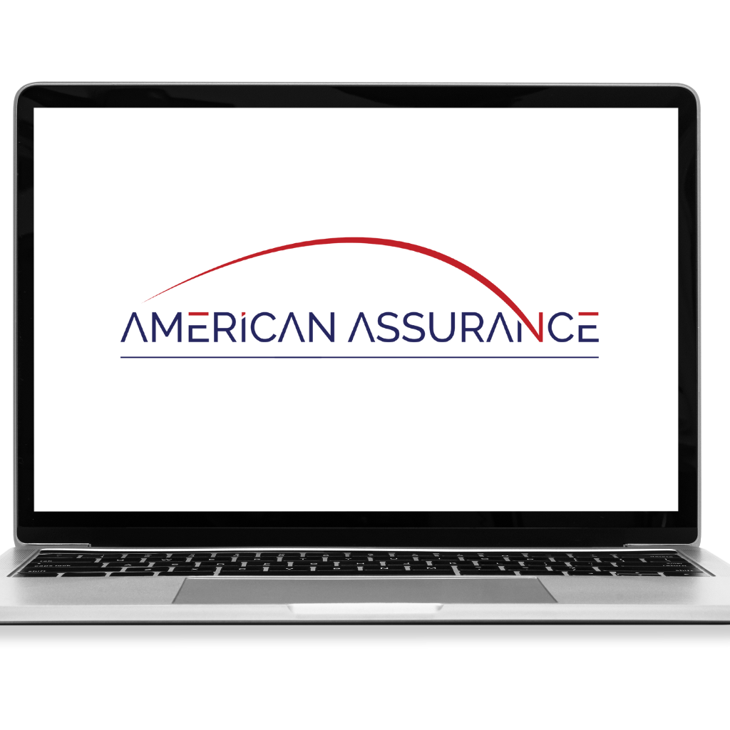 American Assurance logo on a laptop screen for the permanent life insurance quote page.