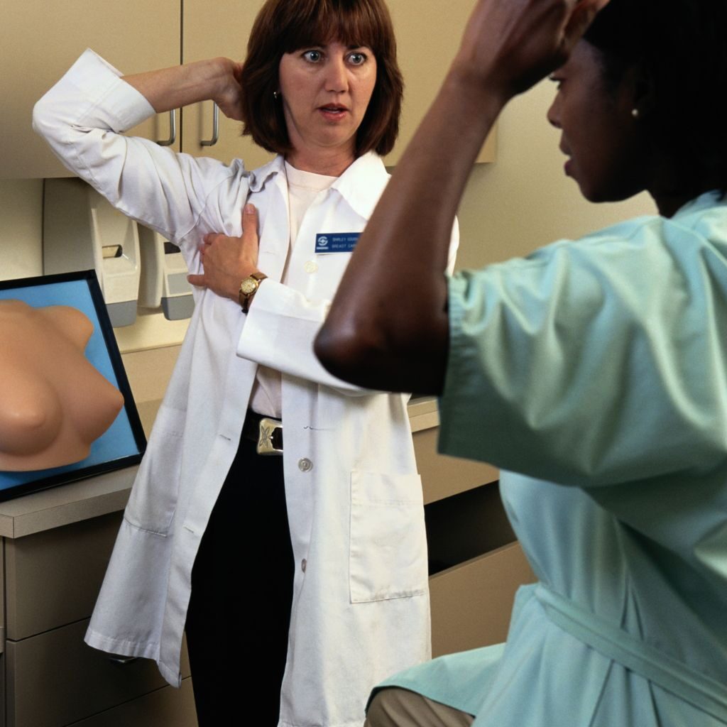 Doctor and patient doing a breast exam
